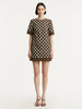 SHORT SLEEVE DOUBLE FACE STRETCH WOOL SHIFT DRESS