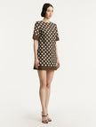 SHORT SLEEVE DOUBLE FACE STRETCH WOOL SHIFT DRESS