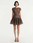 SHORT SLEEVE DROP WAIST PLAID DRESS