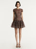 SHORT SLEEVE DROP WAIST PLAID DRESS