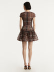 SHORT SLEEVE DROP WAIST PLAID DRESS