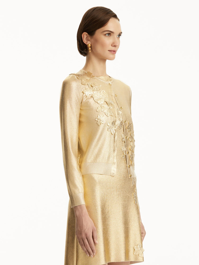 GOLD FOIL CHERRY BLOSSOM CARDIGAN