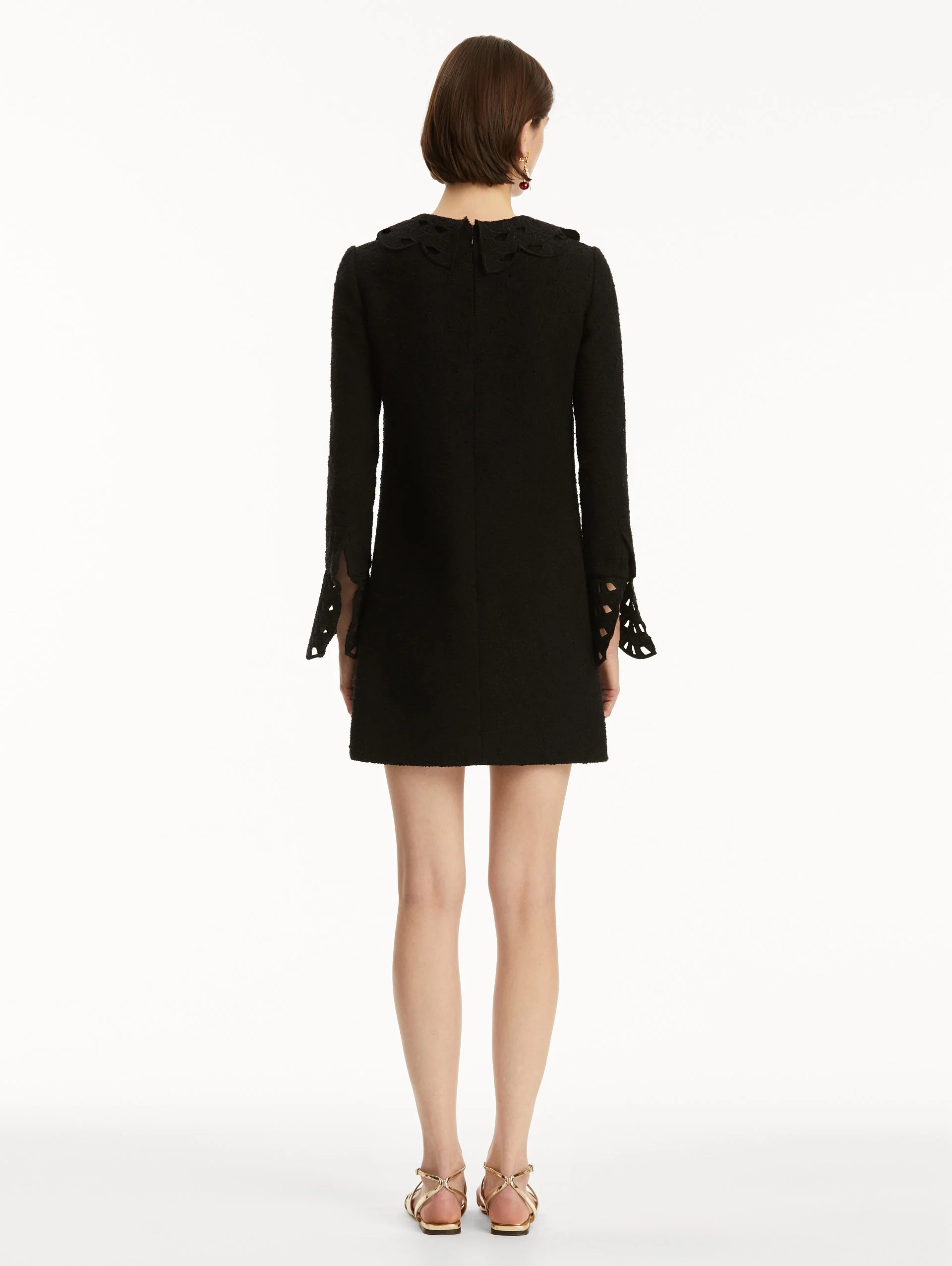 THREADWORK CUTOUT TWEED DRESS