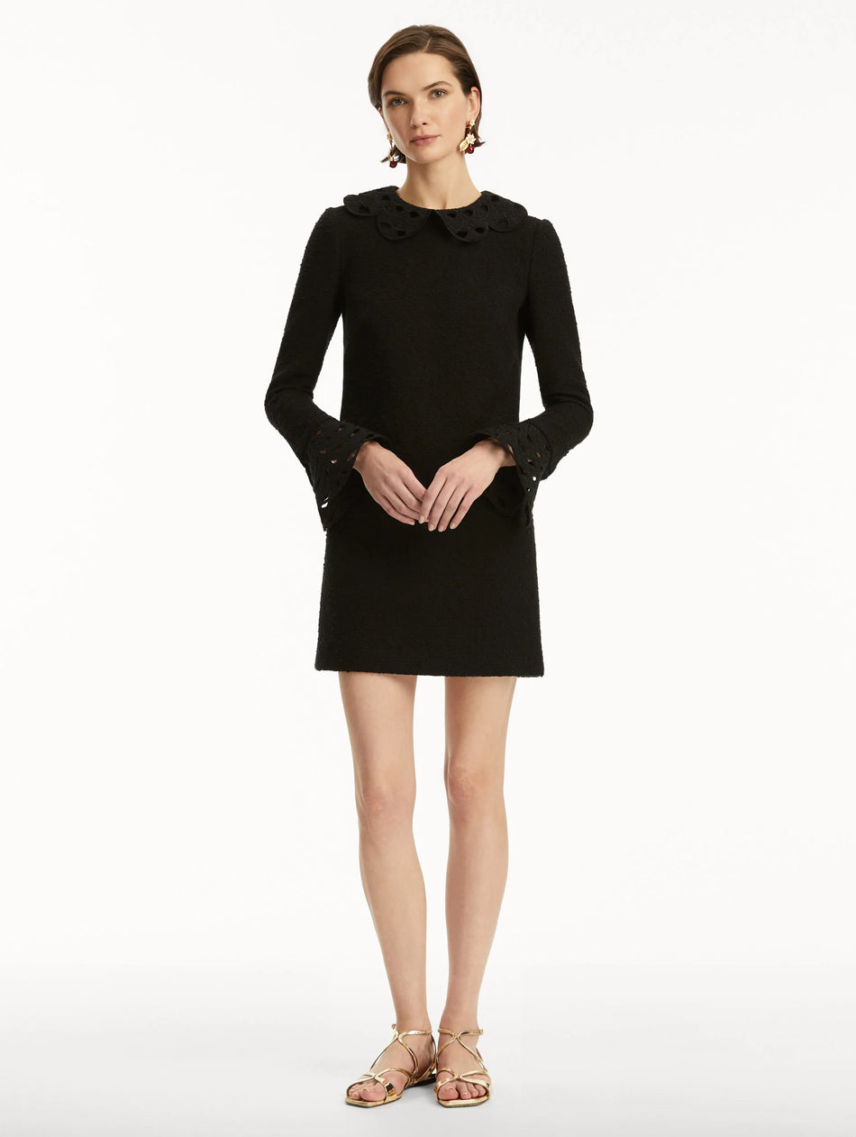 THREADWORK CUTOUT TWEED DRESS