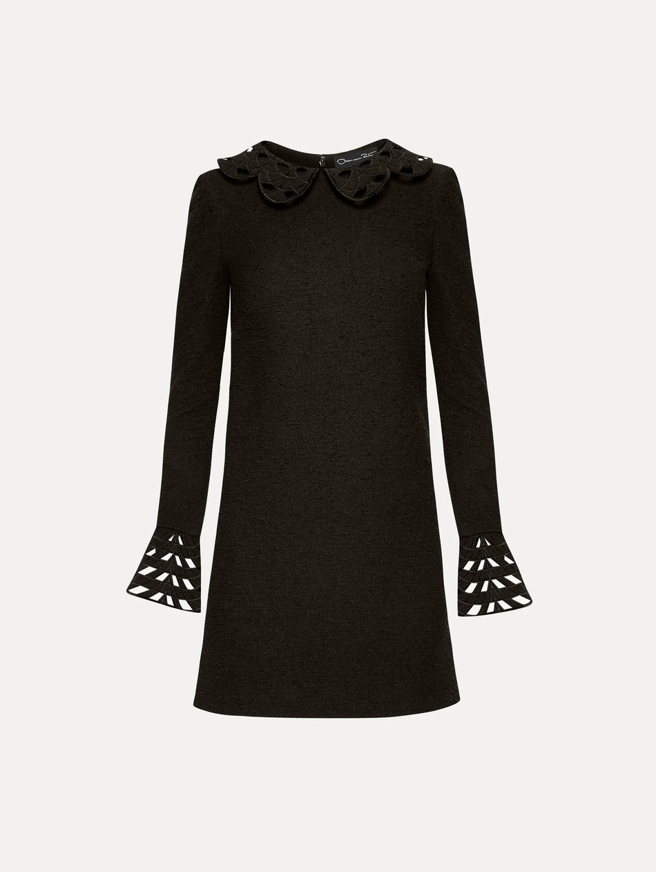 THREADWORK CUTOUT TWEED DRESS