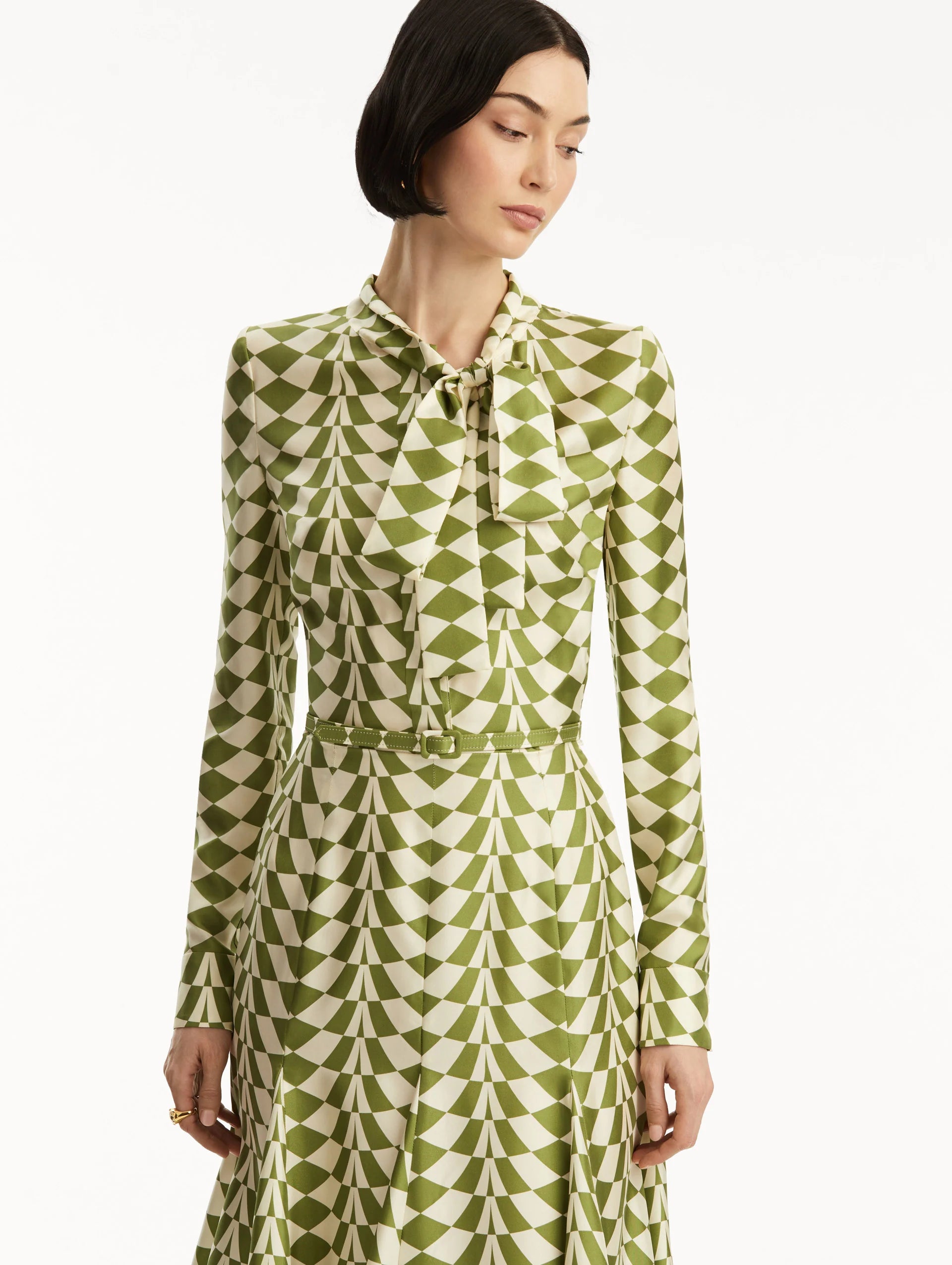 GEO SILK TWILL SHIRT DRESS