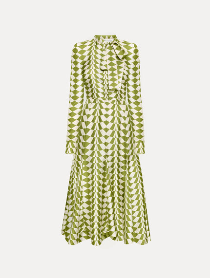 GEO SILK TWILL SHIRT DRESS