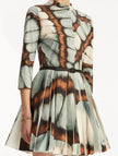 ABSTRACT BUTTERFLY COTTON POPLIN MINI DRESS