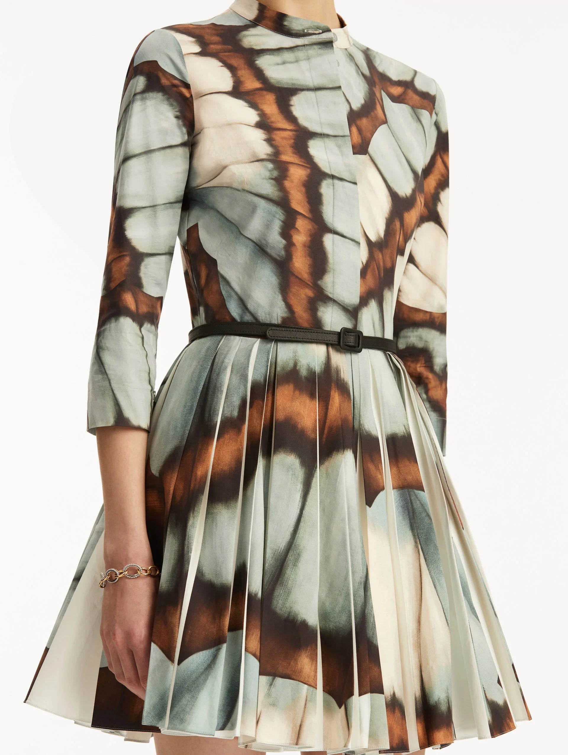 ABSTRACT BUTTERFLY COTTON POPLIN MINI DRESS