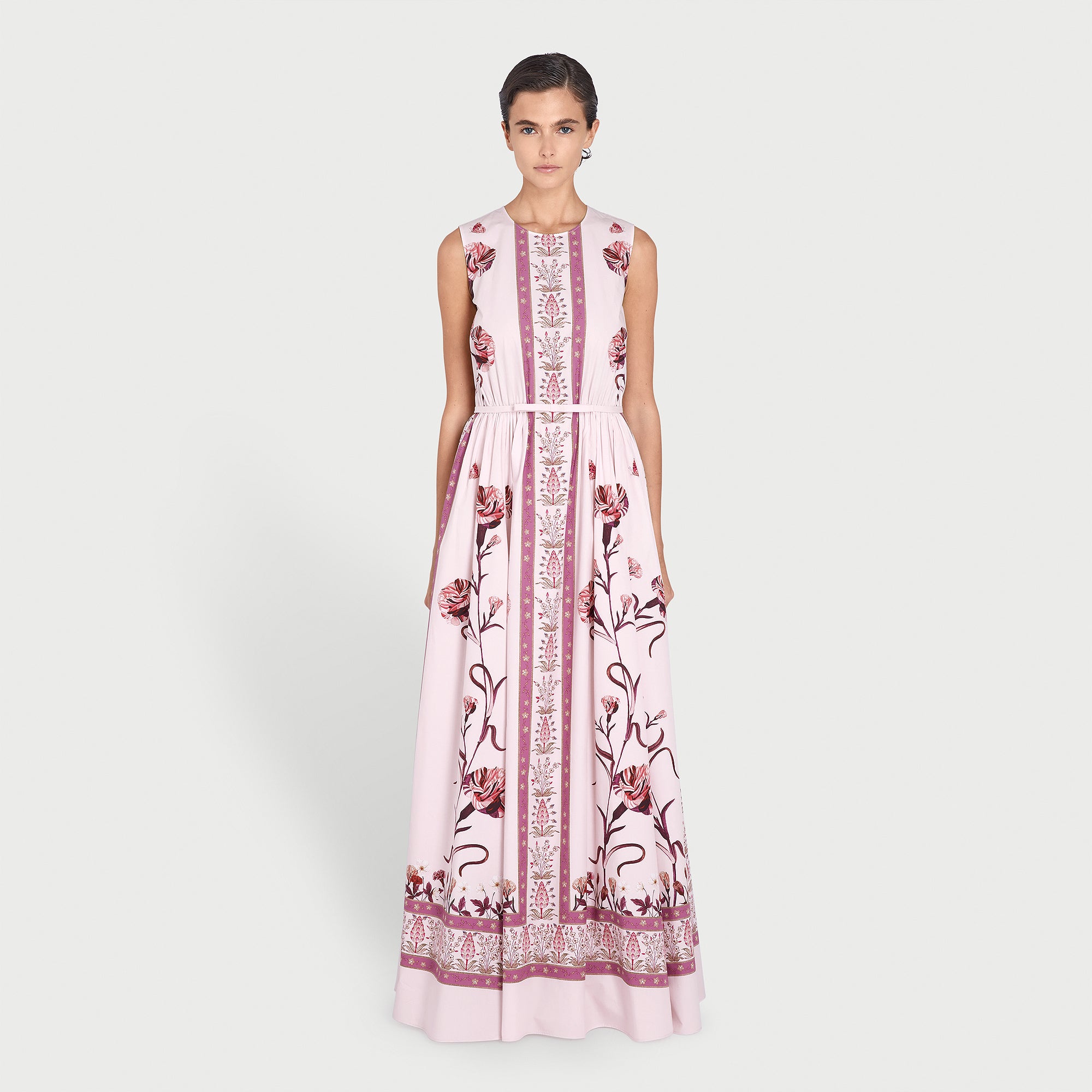 PINK SCREEN CARNATION POPELINE DRESS