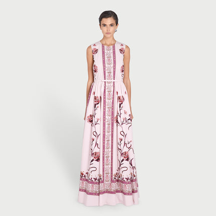 PINK SCREEN CARNATION POPELINE DRESS