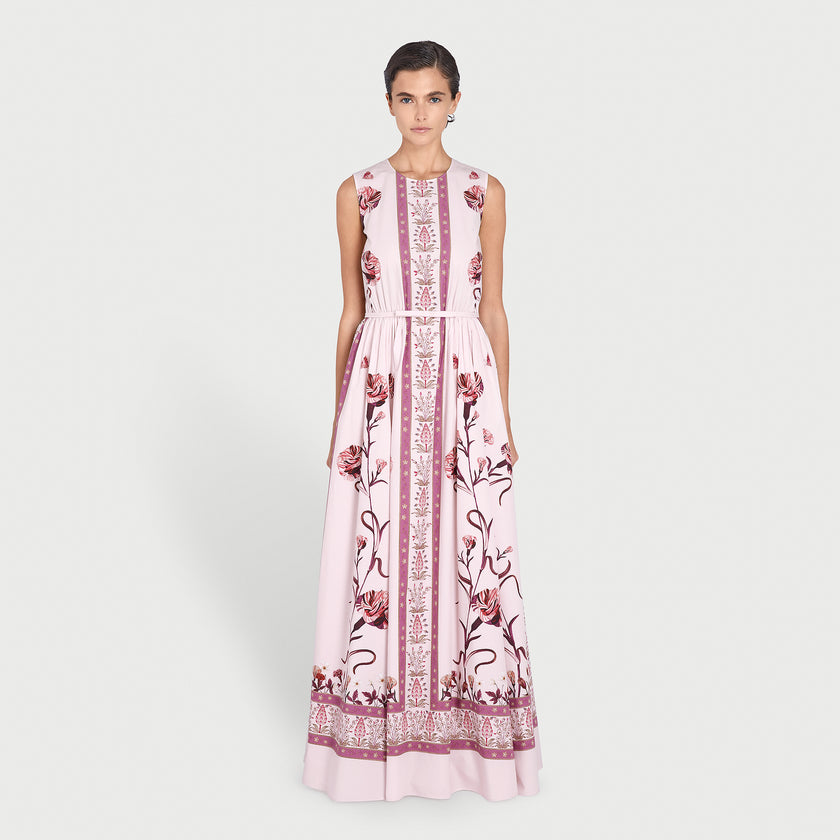 PINK SCREEN CARNATION POPELINE DRESS