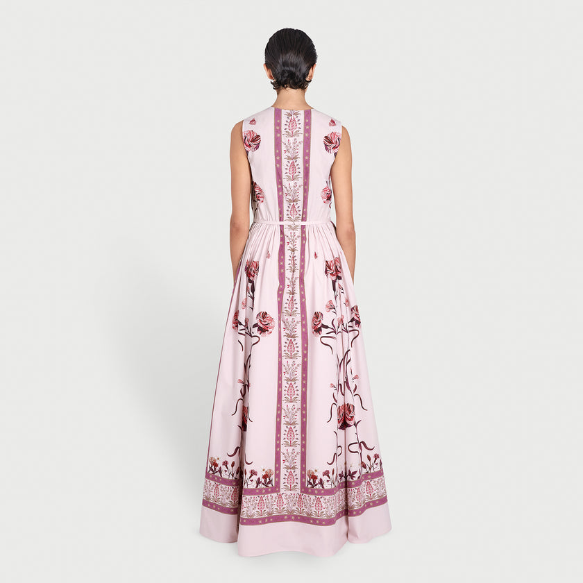 PINK SCREEN CARNATION POPELINE DRESS