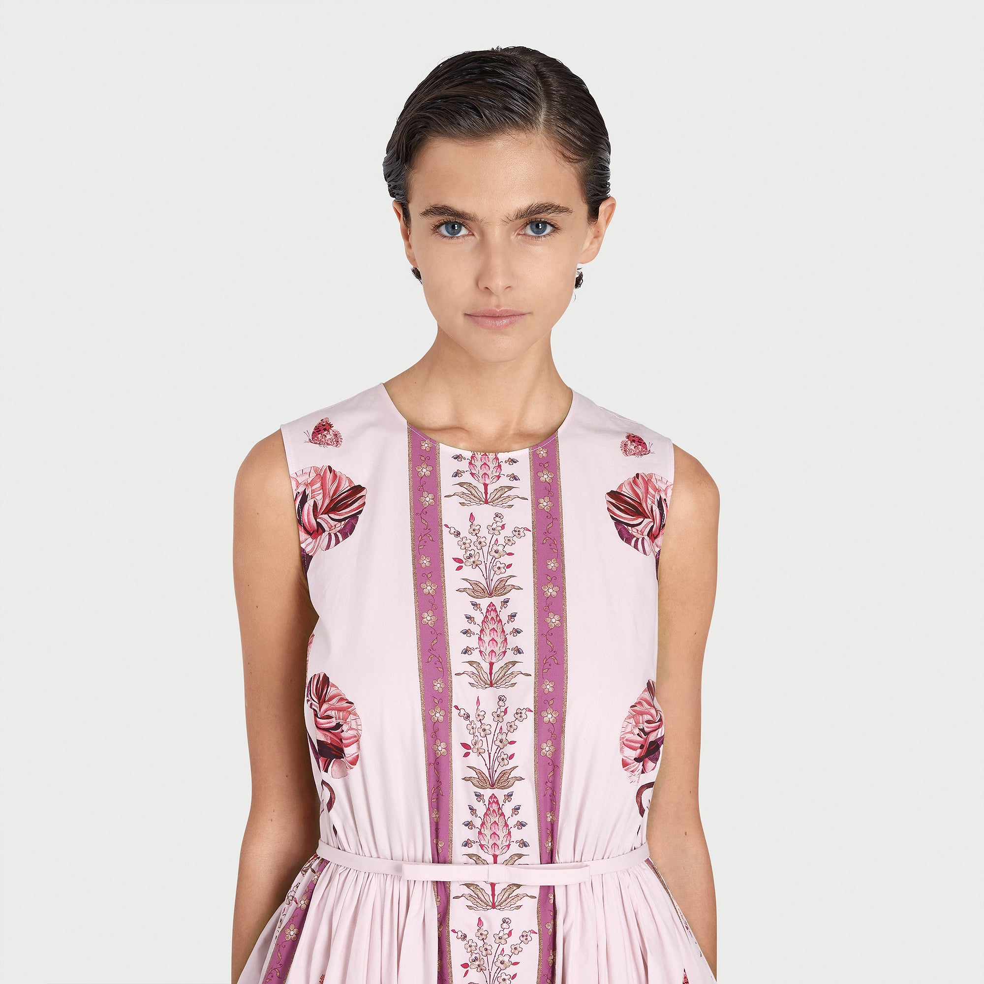PINK SCREEN CARNATION POPELINE DRESS
