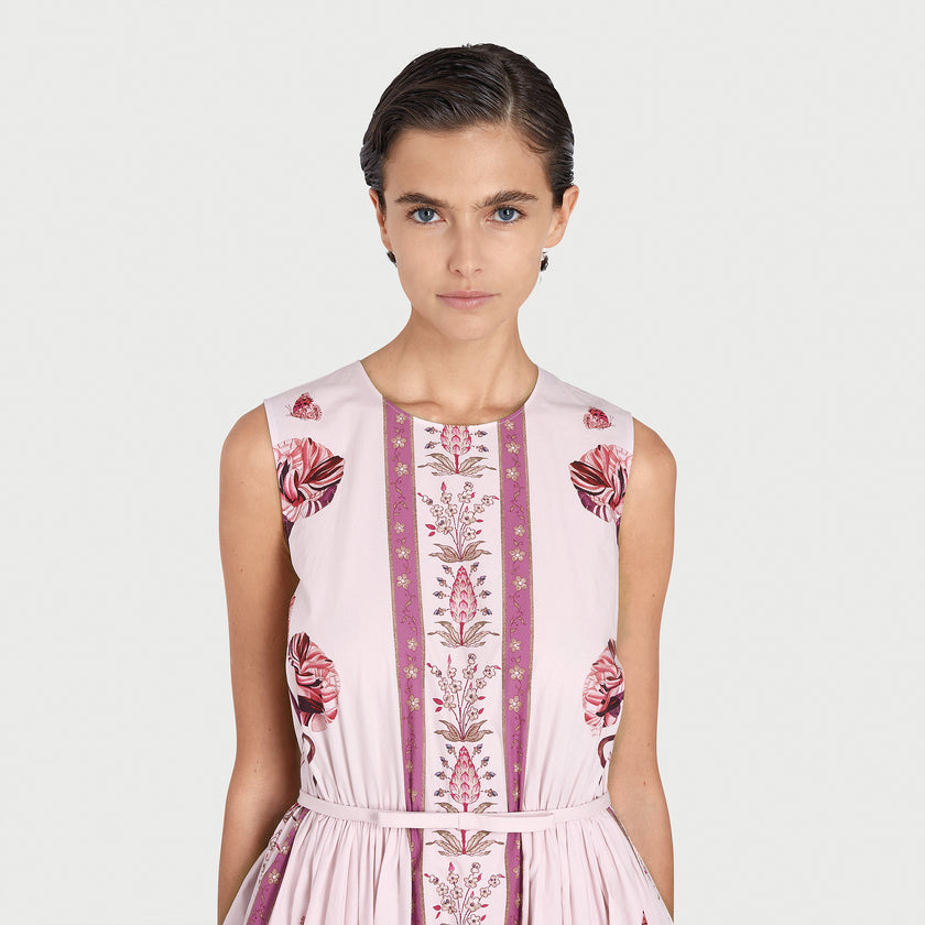 PINK SCREEN CARNATION POPELINE DRESS