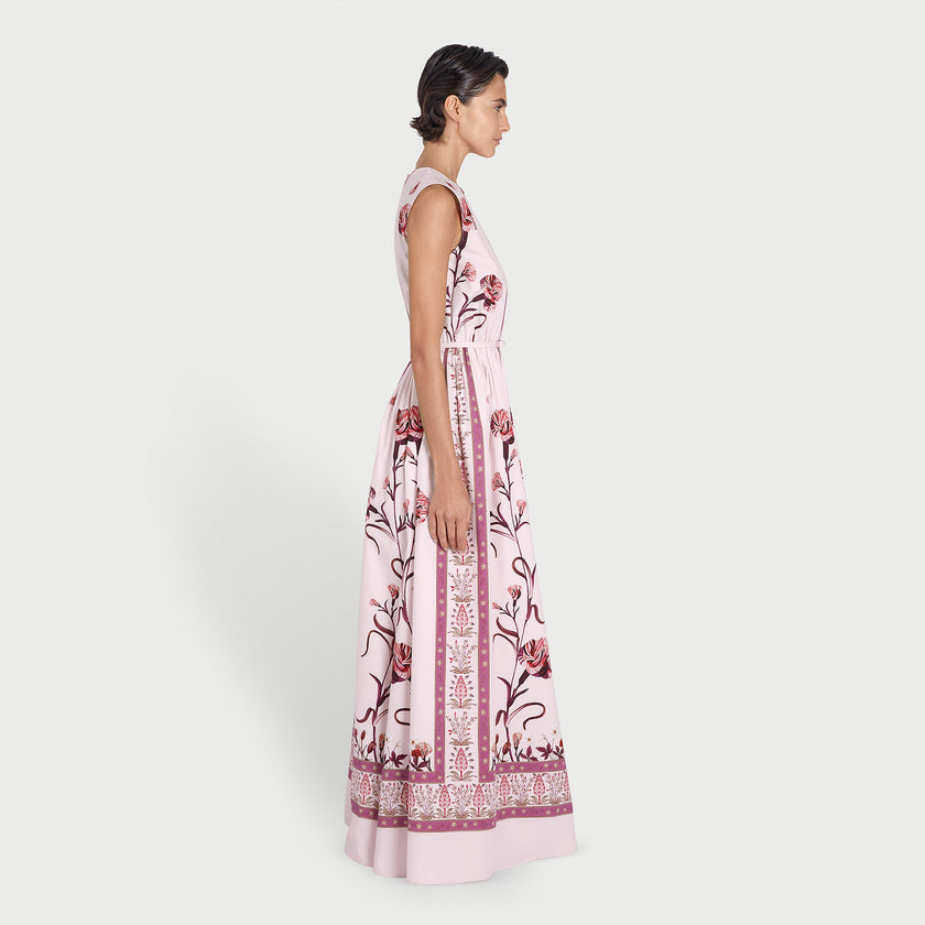 PINK SCREEN CARNATION POPELINE DRESS