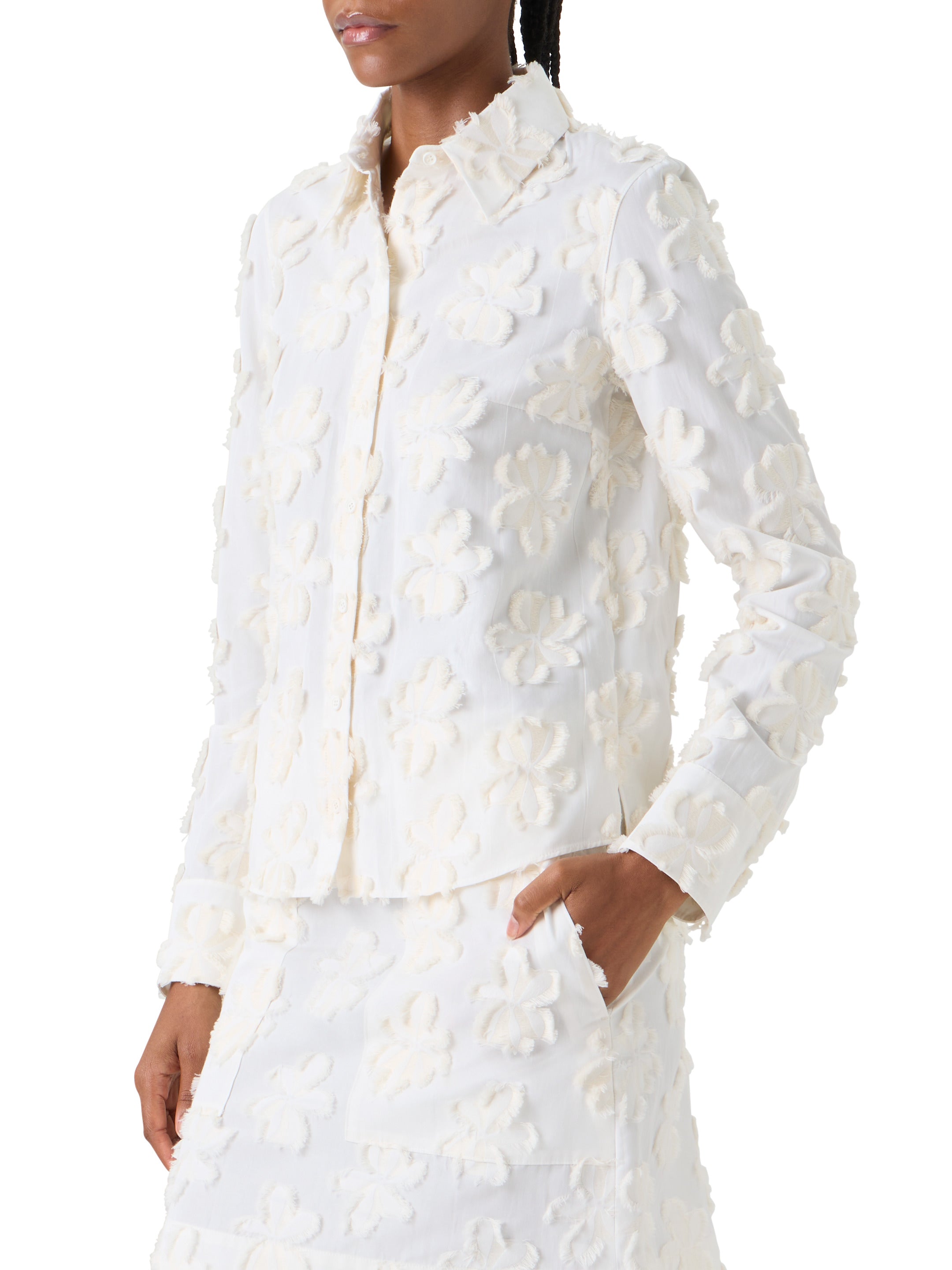 FLORAL COTTON JACQUARD SHIRT BLOUSE