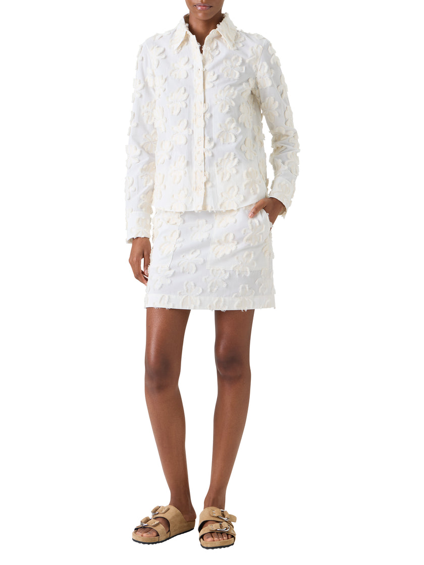 FLORAL COTTON JACQUARD SHIRT BLOUSE
