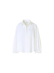 BALLOON SLEEVE COTTON SATIN BUTTON DOWN SHIRT BLOUSE