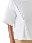GATHERED COTTON JERSEY SHORT SLEEVE TSHIRT