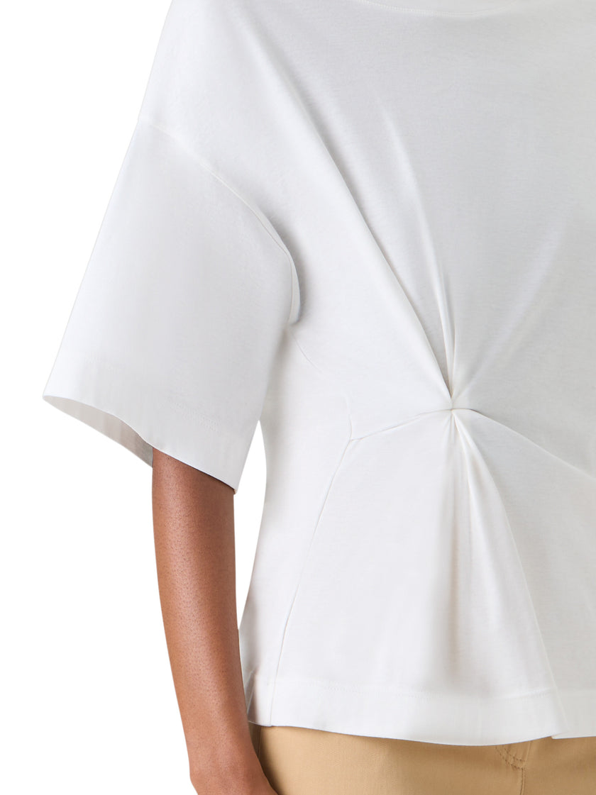 GATHERED COTTON JERSEY SHORT SLEEVE TSHIRT