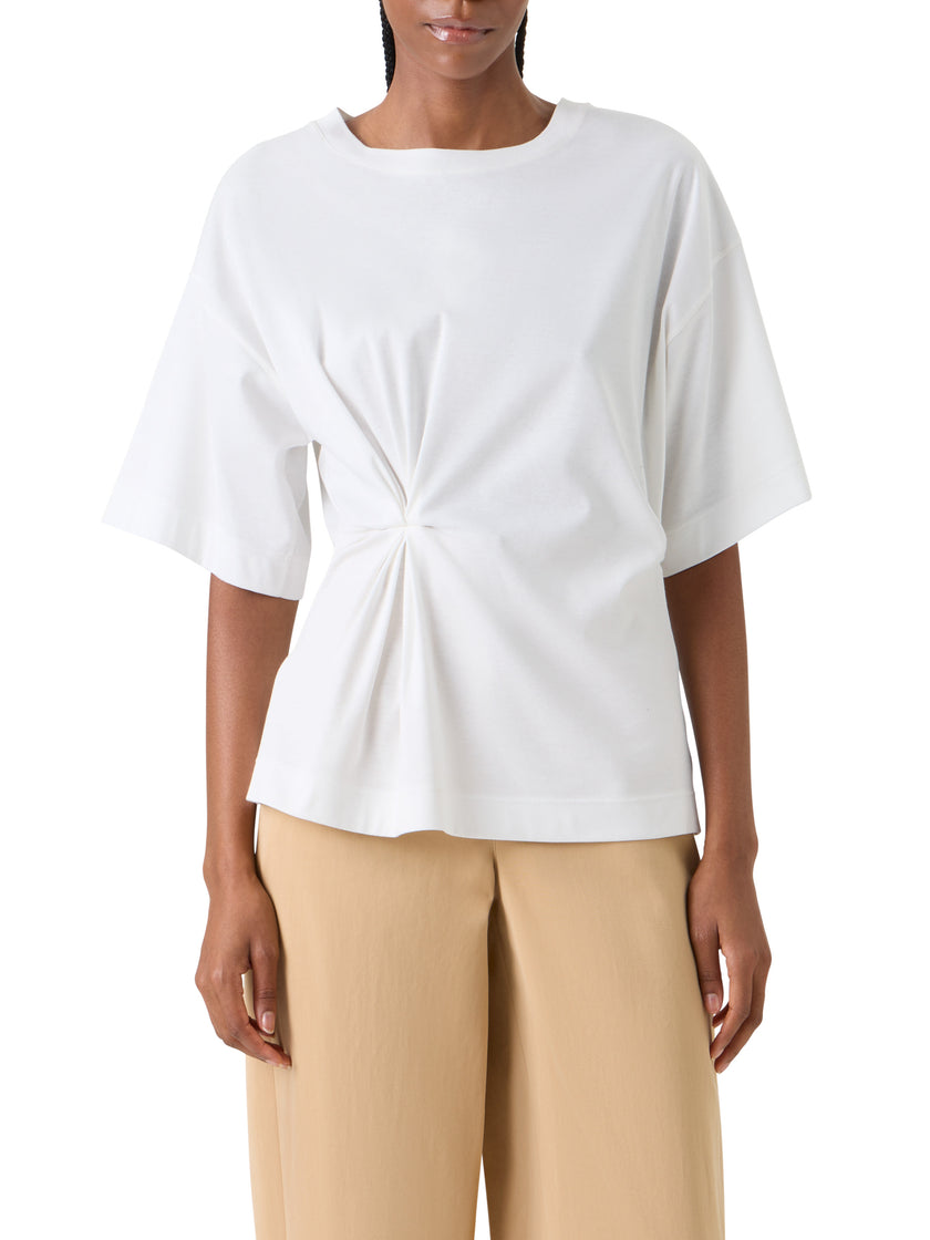 GATHERED COTTON JERSEY SHORT SLEEVE TSHIRT