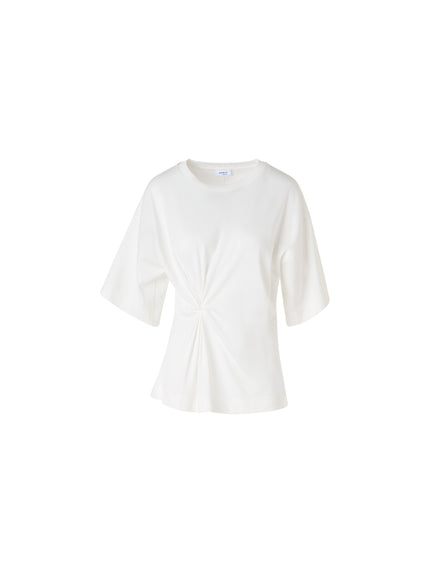 GATHERED COTTON JERSEY SHORT SLEEVE TSHIRT