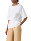 GATHERED COTTON JERSEY SHORT SLEEVE TSHIRT