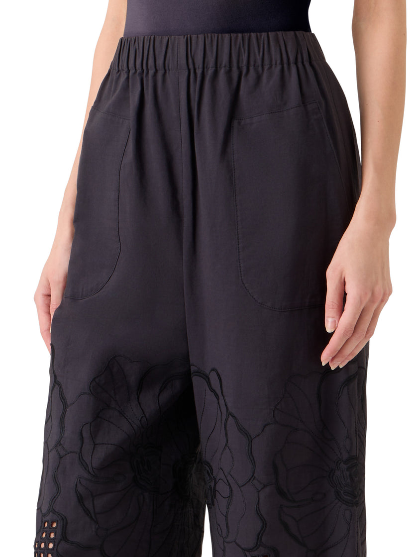 FREY FLOWER EYELET COTTON POPLIN PANTS