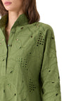 FLORAL EYELET EMBROIDERED ASYMMETRIC SHIRTDRESS