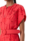 FLORAL EYELET EMBROIDERED MIDI DRESS