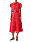 FLORAL EYELET EMBROIDERED MIDI DRESS