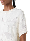 CHUNKY FLOWER KNIT SHORT SLEEVE SWEATER