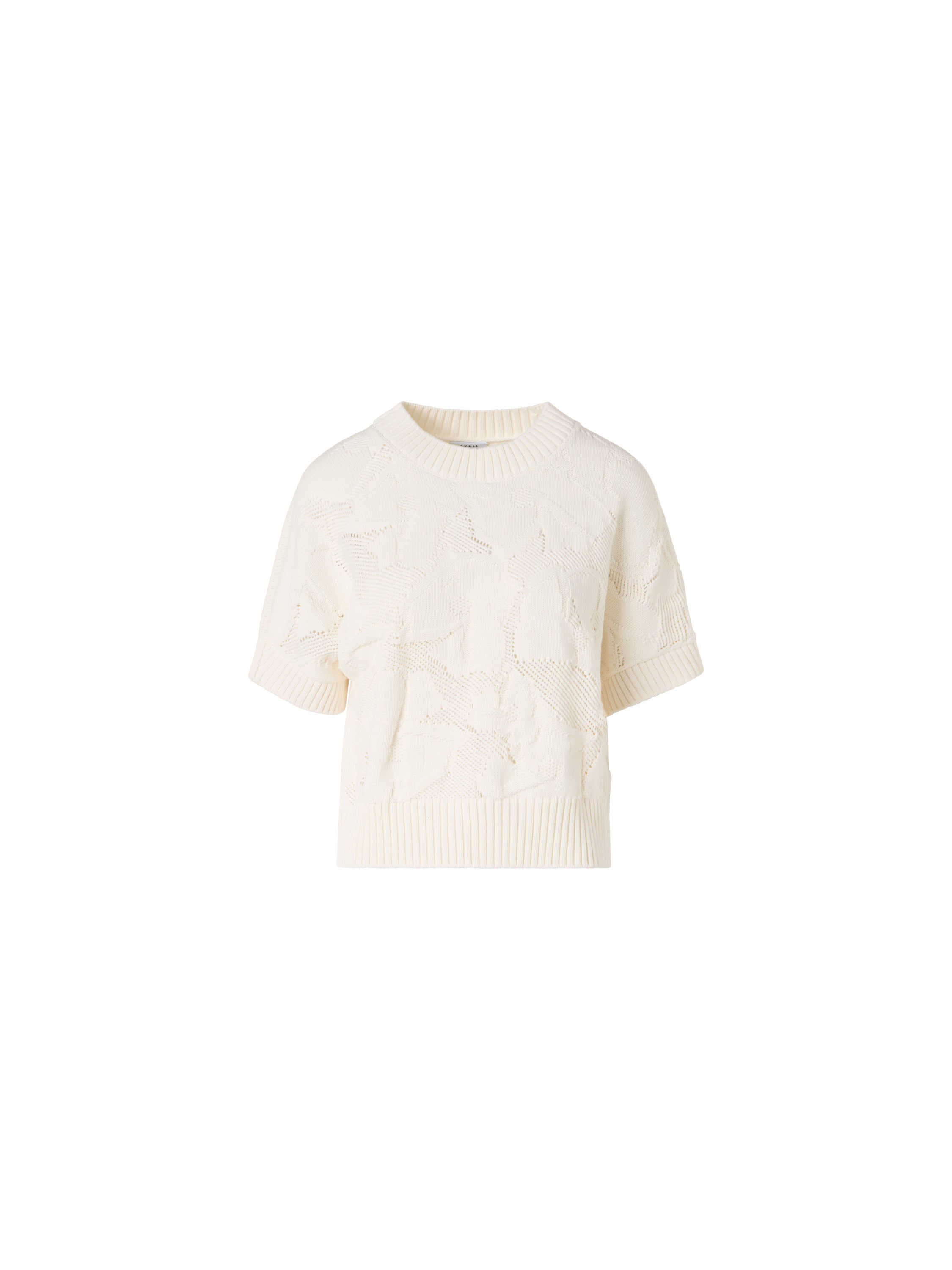 CHUNKY FLOWER KNIT SHORT SLEEVE SWEATER