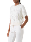CHUNKY FLOWER KNIT SHORT SLEEVE SWEATER