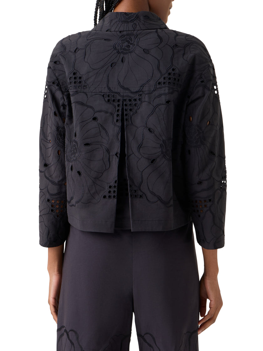 FLOWER EYELET JACKET IN COTTON POPLIN