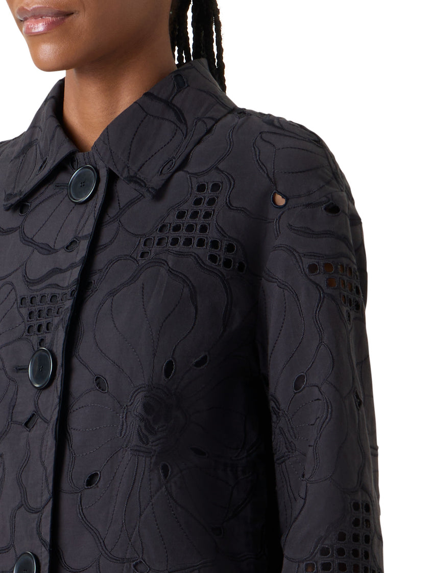 FLOWER EYELET JACKET IN COTTON POPLIN