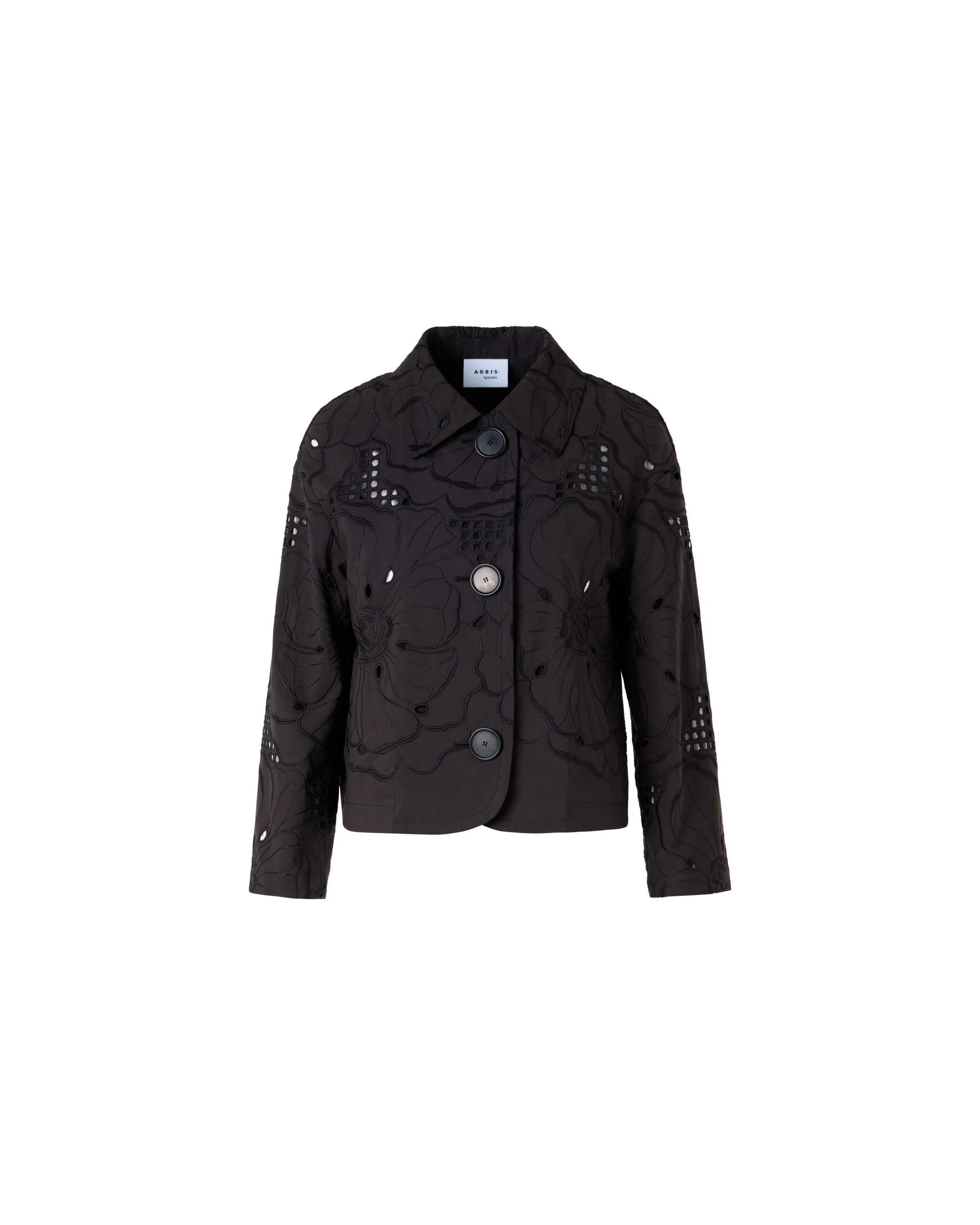 FLOWER EYELET JACKET IN COTTON POPLIN
