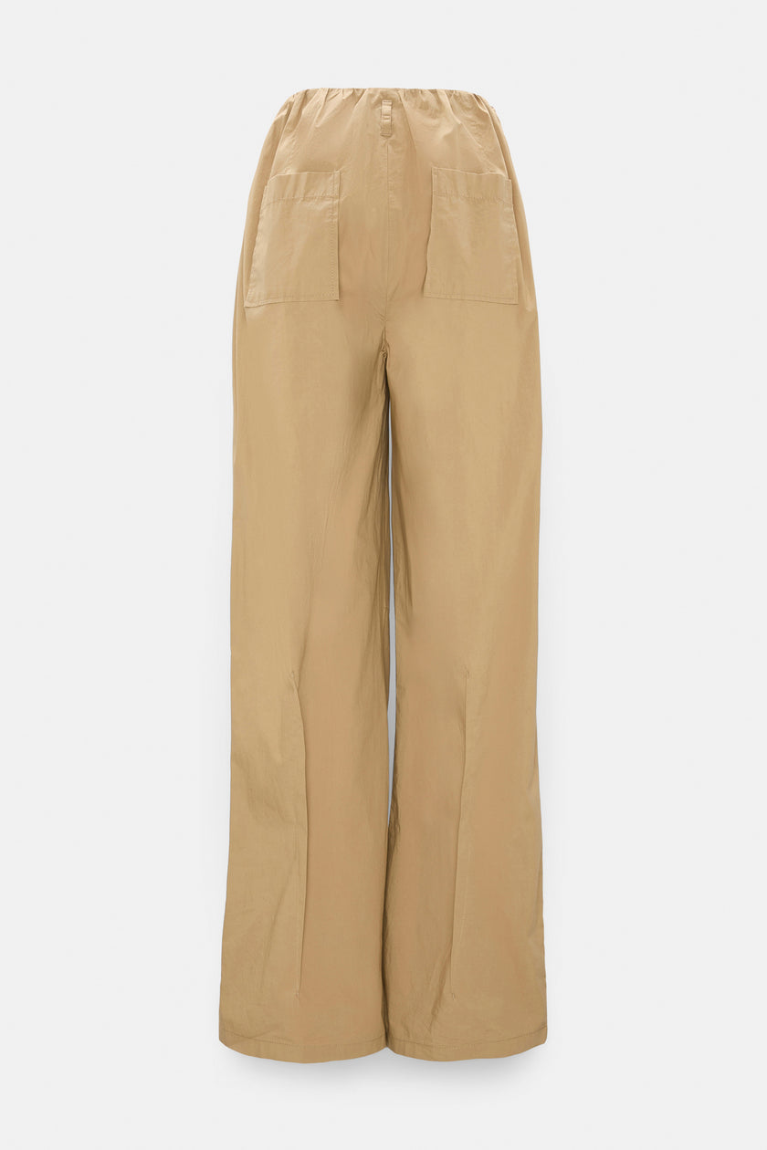 POPLIN POWER PLEATED PANTS IN GARMENT WASHED COTTON POPLIN