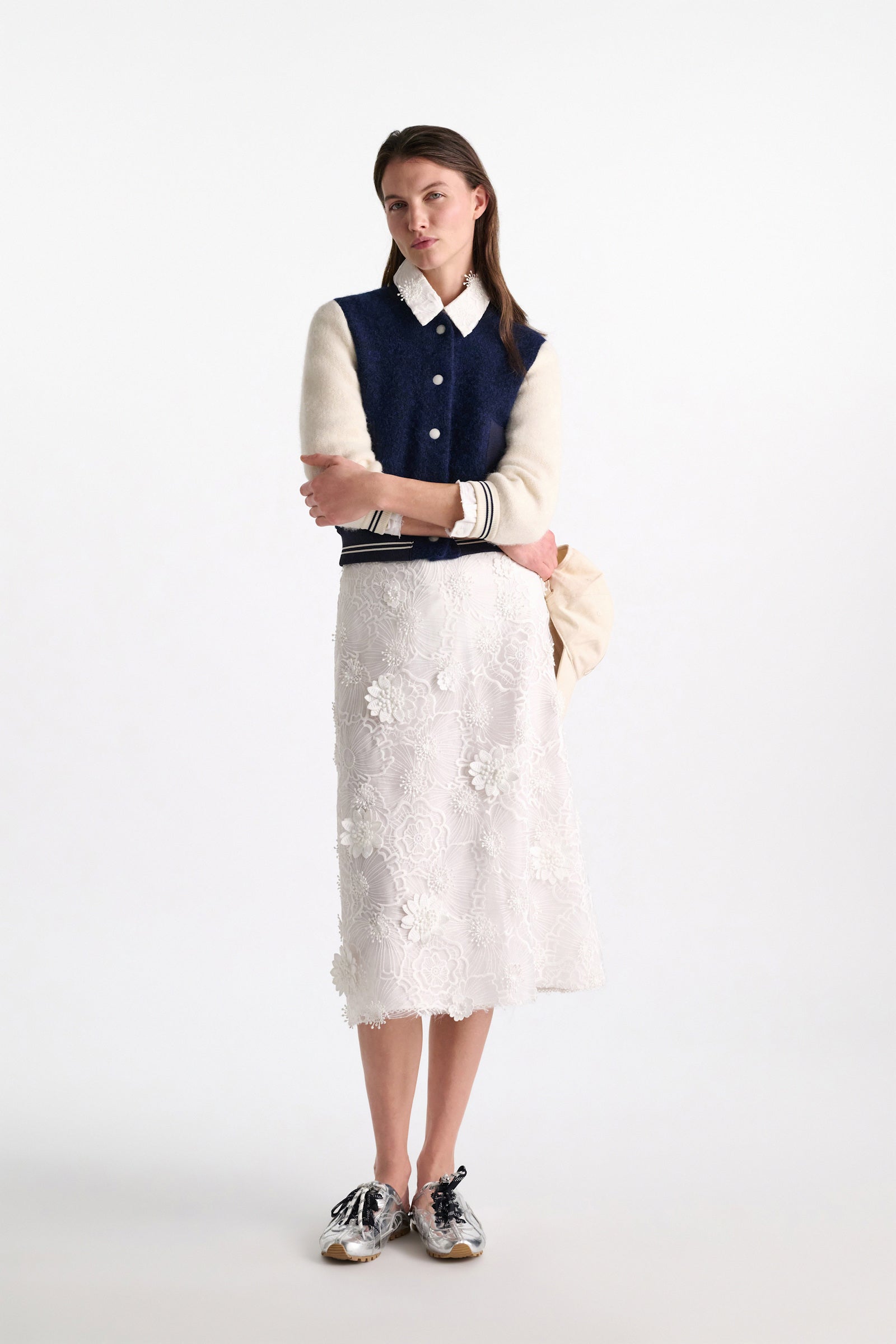 SHEER MEADOW EMBROIDERED ORGANZA SKIRT
