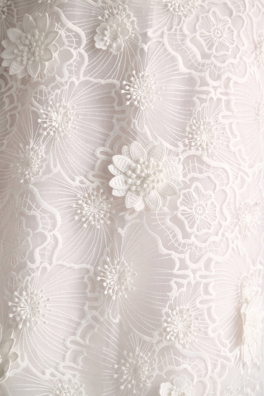 SHEER MEADOW EMBROIDERED ORGANZA SKIRT