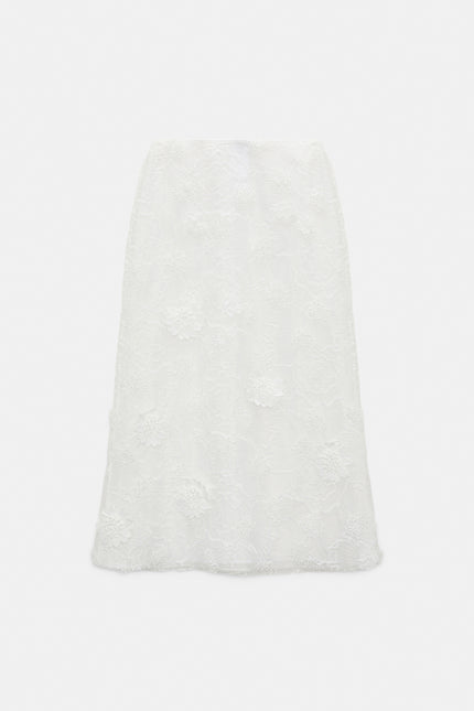 SHEER MEADOW EMBROIDERED ORGANZA SKIRT
