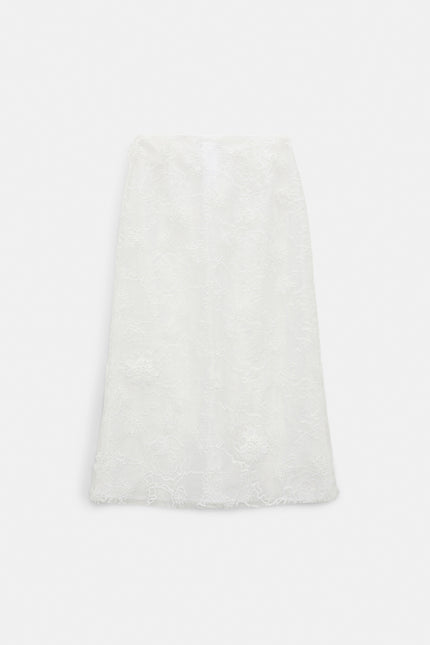 SHEER MEADOW EMBROIDERED ORGANZA SKIRT