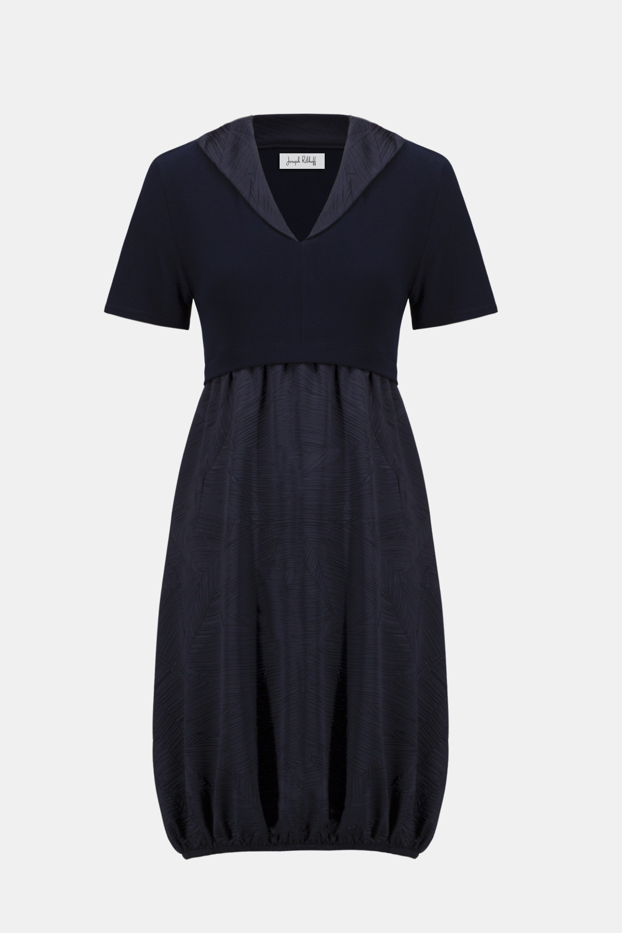 PLEATED SATIN AND SILKY KNIT COCOON DRESS