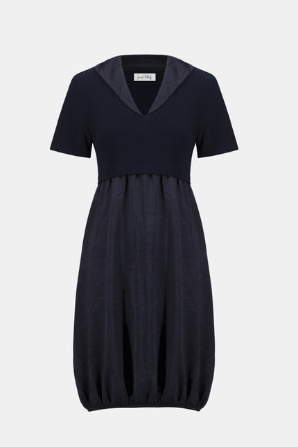 PLEATED SATIN AND SILKY KNIT COCOON DRESS