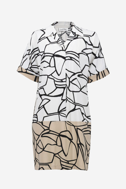 RECYCLED WOVEN ABSTRACT PRINT SHIRT DRESS