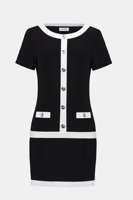SILKY KNIT COLOR BLOCK SHEATH DRESS