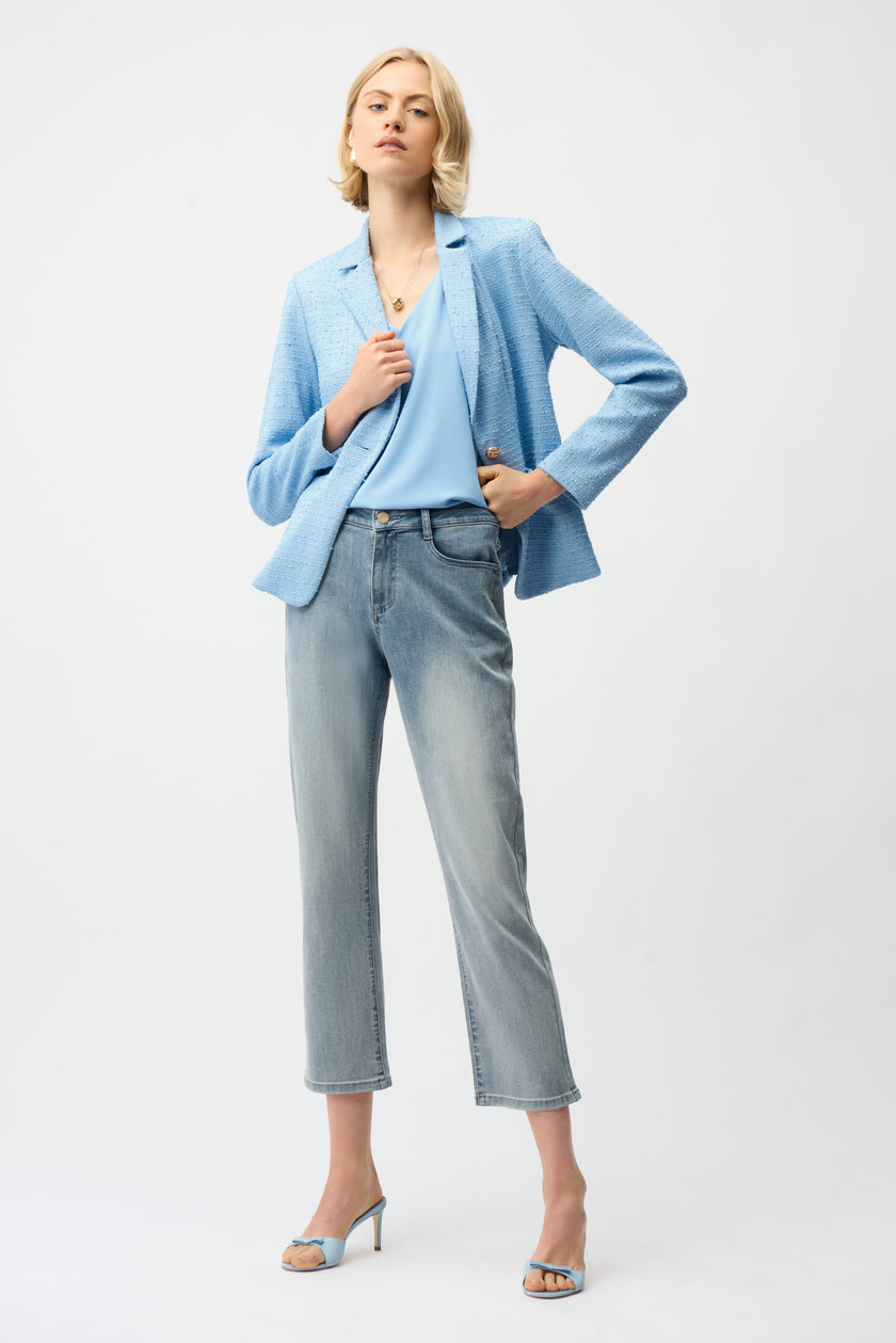 BOUCLE FITTED BLAZER WITH NOTCHED COLLAR