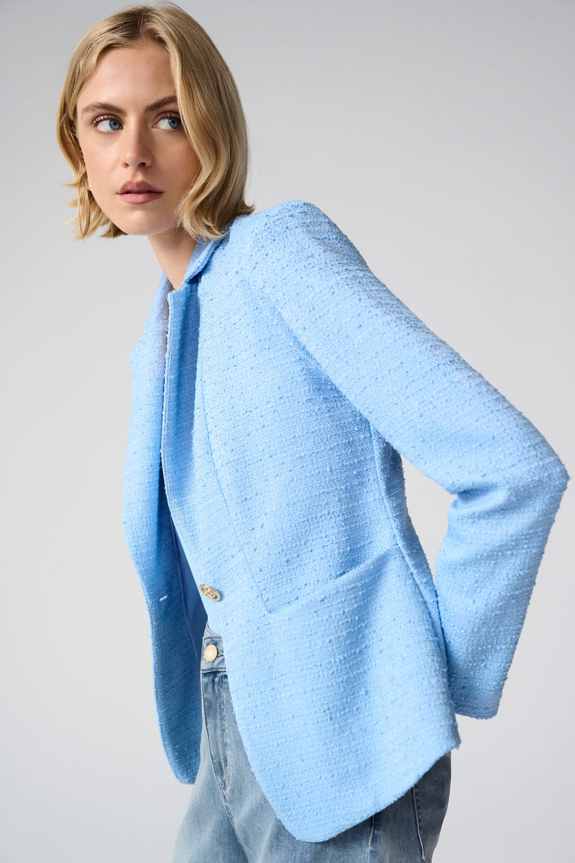 BOUCLE FITTED BLAZER WITH NOTCHED COLLAR
