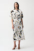 RECYCLED WOVEN TROPICAL PRINT TRAPEZE DRESS WITH SASH